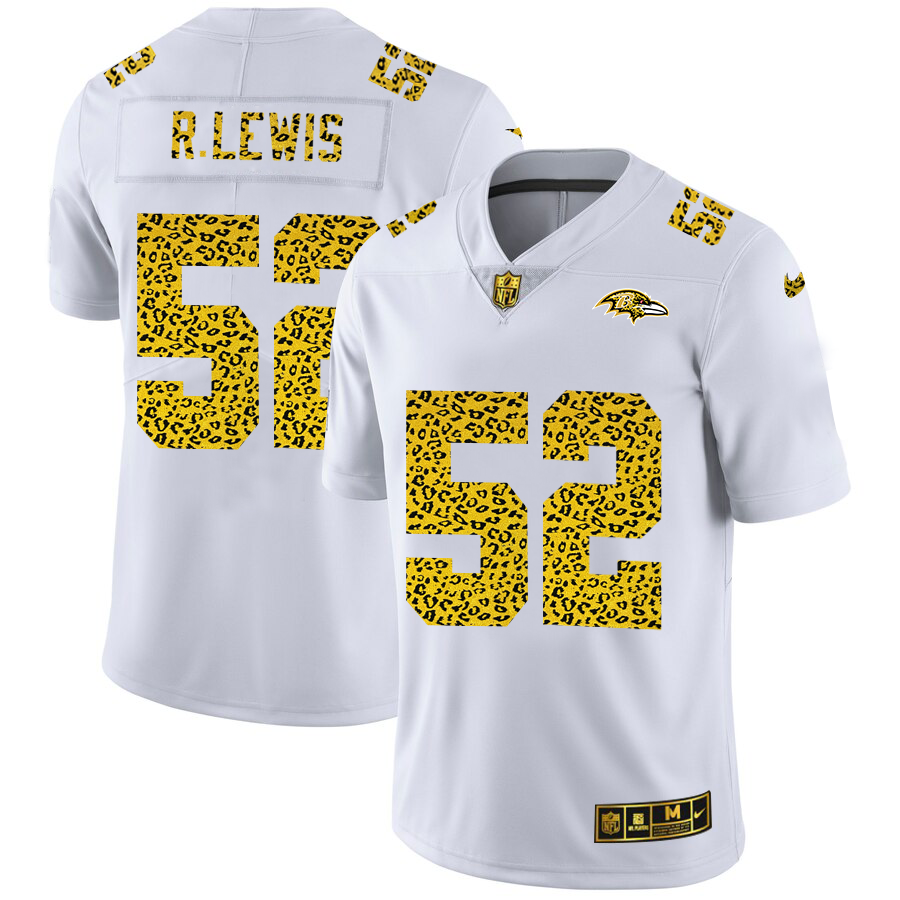 Baltimore Ravens #52 Ray Lewis Men Nike Flocked Leopard Print Vapor Limited NFL Jersey White->baltimore orioles->MLB Jersey
